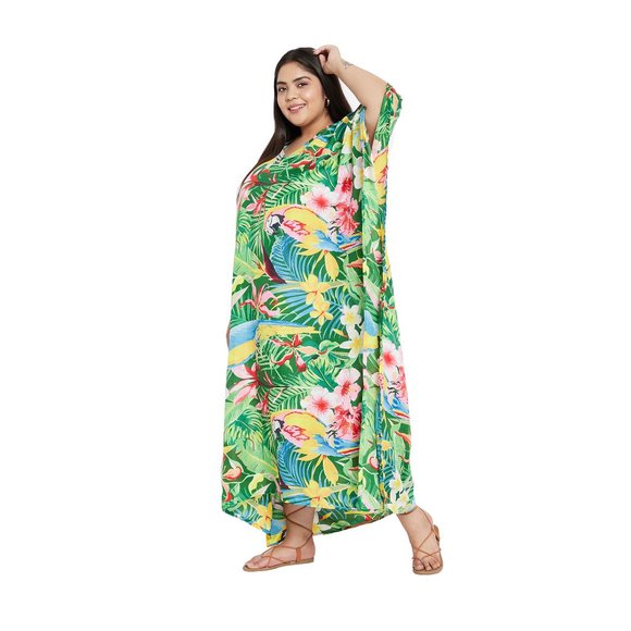 Womens Full Length Kaftan Dress for Bikini Cover up One Size Maxi Dress for Home - Picture 4 of 9
